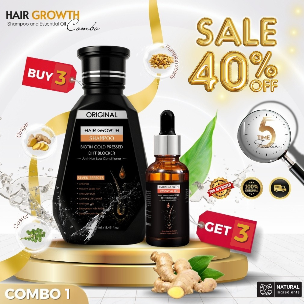 [COMBO 1] BUY 3 Original Hair Growth Shampoo 50ml GET 3 Hair Growth Essential Oil 30ml