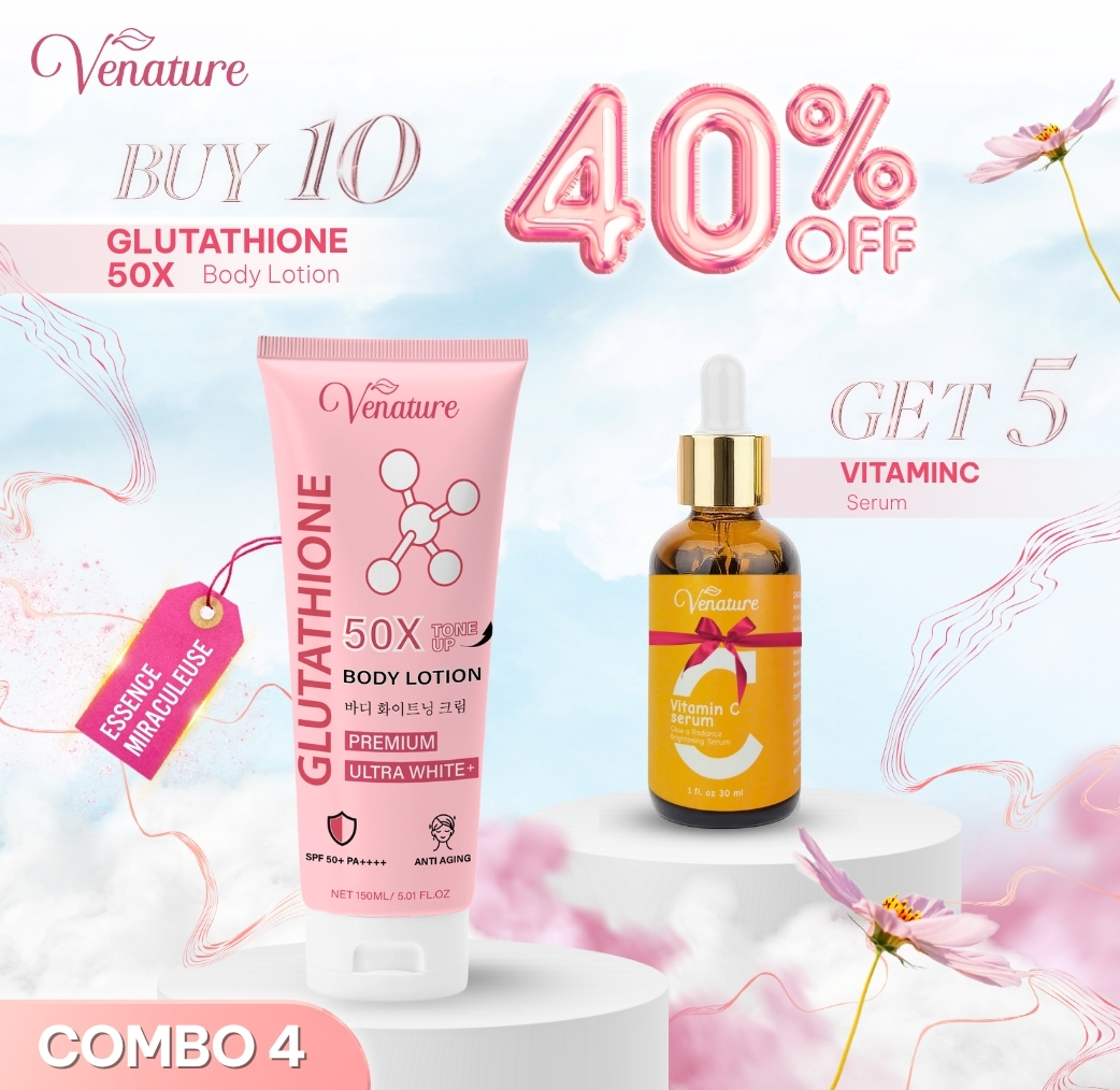 [COMBO 4] BUY 10 Venature Glutathione 50X Body Lotion GET 5 Vitamin C Serum