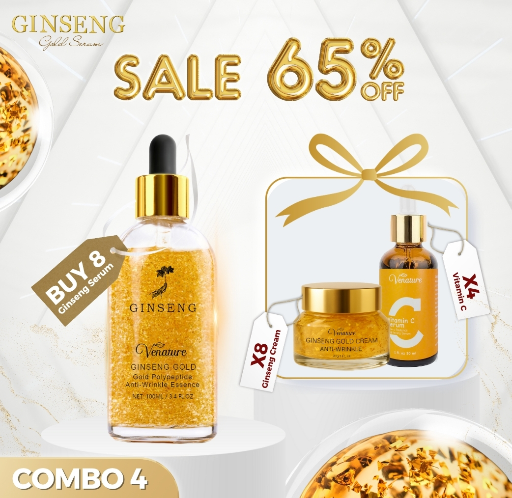 [COMBO 4] BUY 8 Venature Ginseng Gold Serum GET 8 Ginseng Gold Cream and GET 4 Vitamin C Serum
