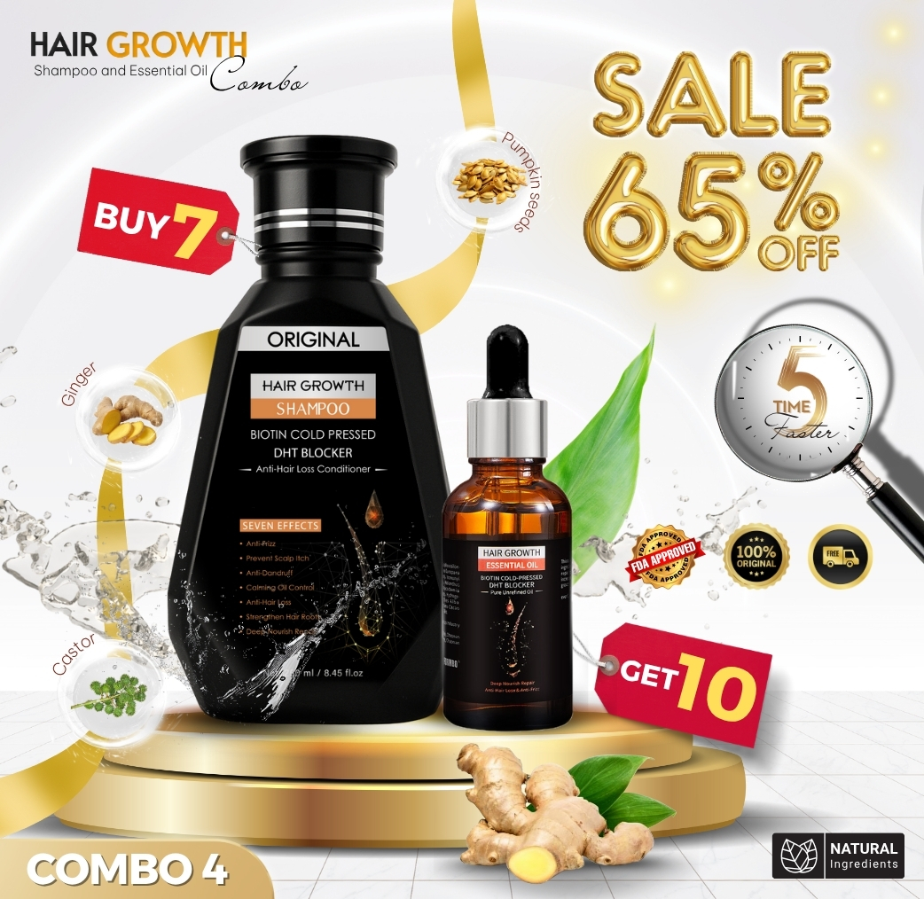 [COMBO 4] BUY 7 Original Hair Growth Shampoo 50ml GET 10 Hair Growth Essential Oil 30ml